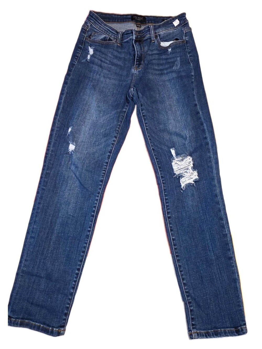 Judy Blue Women’s Blue Medium Wash Distressed Stretch Skinny Jeans - Size M